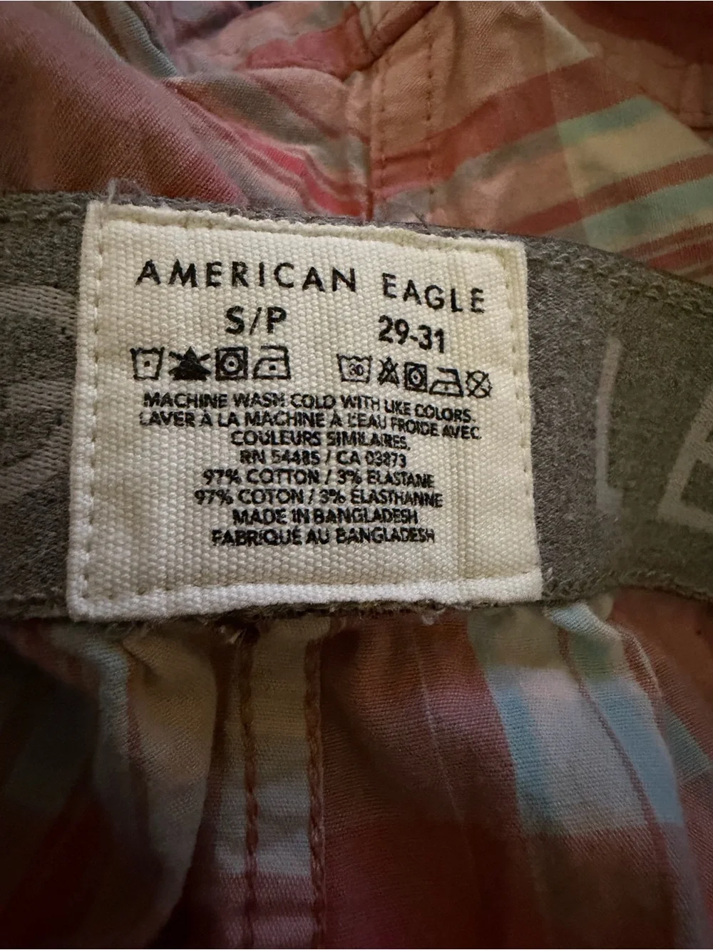 American Eagle Outfitters Plaid Coral and Cream Cotton Boxers